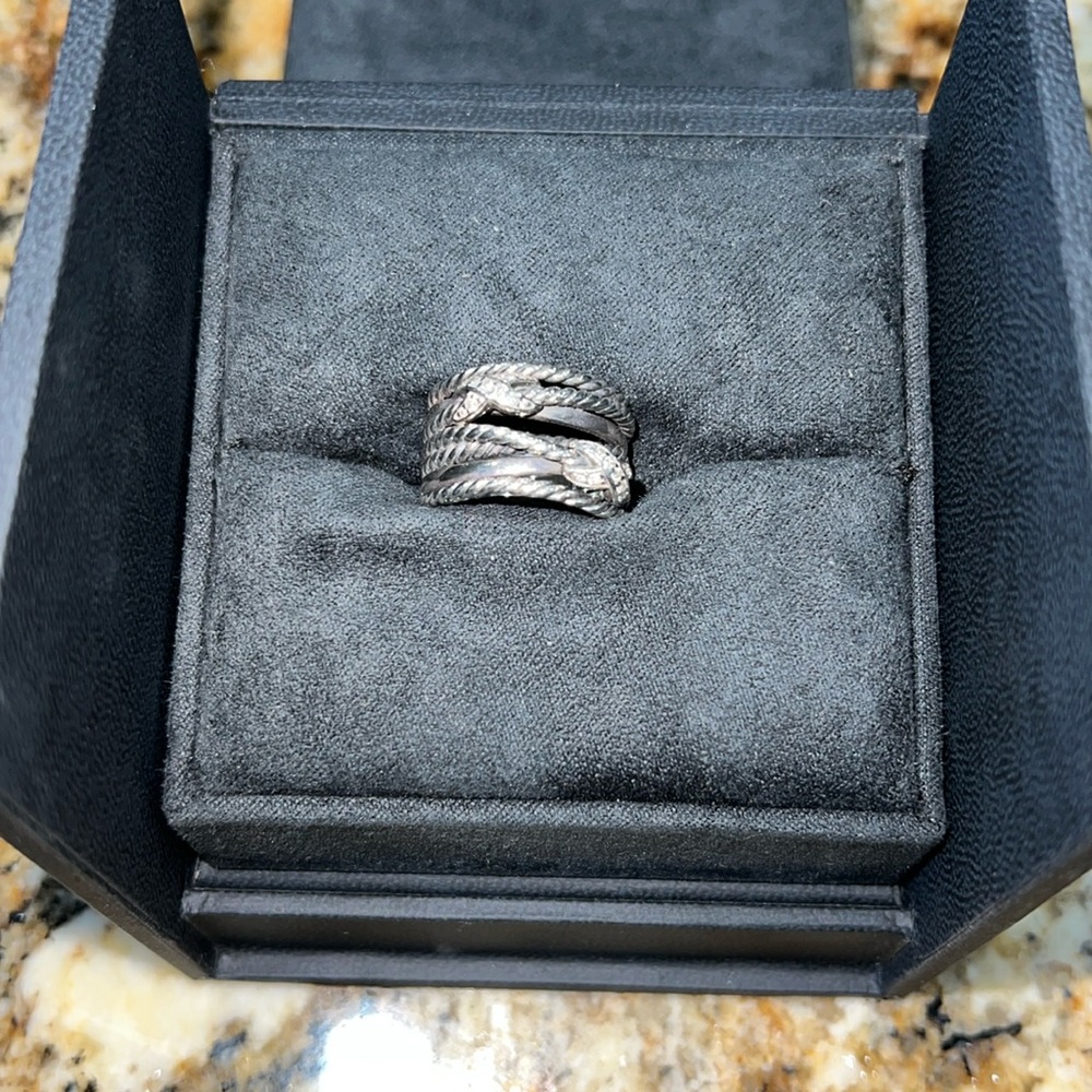 David Yurman Twisted Cable Crossover Ring in Polished Silver